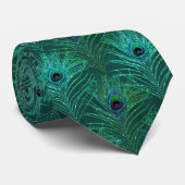 Peacock Feathers Aquamarin Blue Neck Tie Necktie Krawatte (Gerollt)