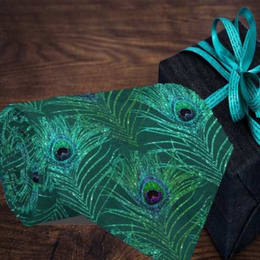 Peacock Feathers Aquamarin Blue Neck Tie Necktie Krawatte
