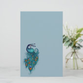 Peacock Feathers Aquamarin Peacocks Briefpapier (Stehend Vorderseite)