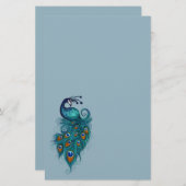 Peacock Feathers Aquamarin Peacocks Briefpapier (Vorne/Hinten)