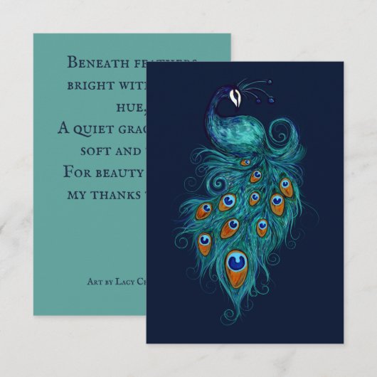 Peacock Feathers Aquamarin Peacocks Dankeskarte (Vorne/Hinten)