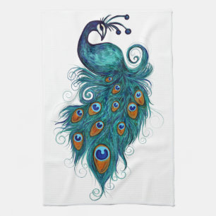 Peacock Feathers Aquamarin Peacocks Geschirrtuch