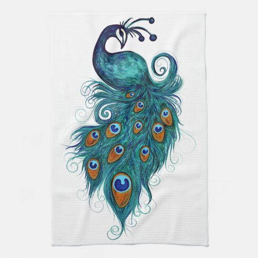 Peacock Feathers Aquamarin Peacocks Geschirrtuch (Vertikal)