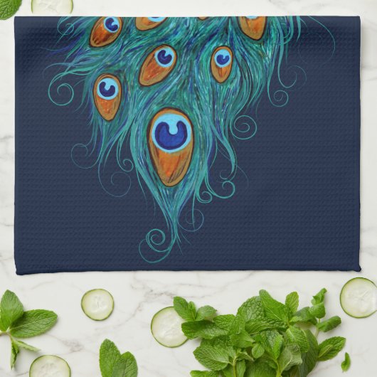 Peacock Feathers Aquamarin Peacocks Geschirrtuch (Gefaltet)