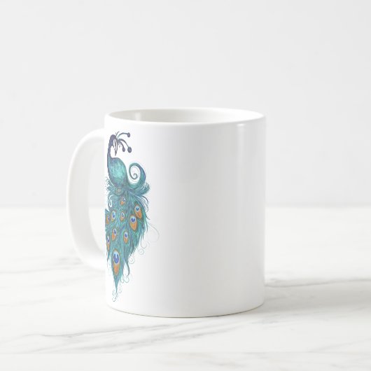 Peacock Feathers Aquamarin Peacocks Kaffeetasse (Vorderseite Links)