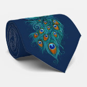 Peacock Feathers Aquamarin Peacocks Krawatte (Gerollt)