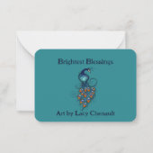 Peacock Feathers Aquamarin Peacocks Mitteilungskarte (Rückseite)