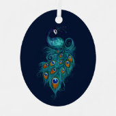 Peacock Feathers Aquamarin Peacocks Ornament Aus Metall (Vorderseite)