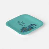 Peacock Feathers Aquamarin Peacocks Pappteller (Gewinkelt)