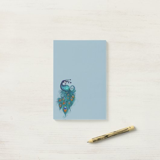 Peacock Feathers Aquamarin Peacocks Post-it Klebezettel (Auf Schreibtisch)