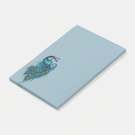 Peacock Feathers Aquamarin Peacocks Post-it Klebezettel (angewinkelt)