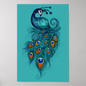Peacock Feathers Aquamarin Peacocks Poster (Vorne)