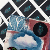 Peacock Feathers Aquamarin Peacocks Runder Aufkleber