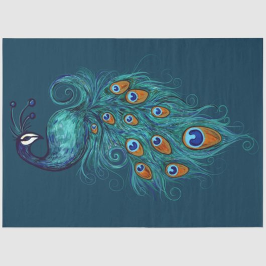 Peacock Feathers Aquamarin Peacocks Seidenpapier (Vorderseite)