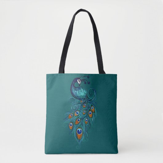 Peacock Feathers Aquamarin Peacocks Tasche (Vorderseite)