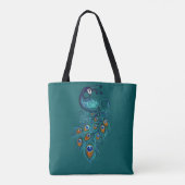 Peacock Feathers Aquamarin Peacocks Tasche (Rückseite)