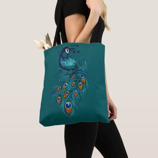 Peacock Feathers Aquamarin Peacocks Tasche (Von Nahem)