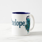 Peacock Feathers Aquamarin Peacocks Zweifarbige Tasse (VorderseiteRechts)