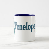 Peacock Feathers Aquamarin Peacocks Zweifarbige Tasse (Mittel)