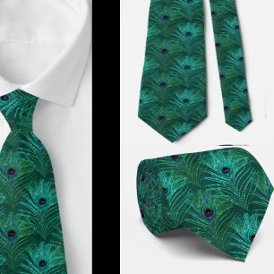Peacock Feathers Aquamariner Glitzer Necktie Neck Krawatte