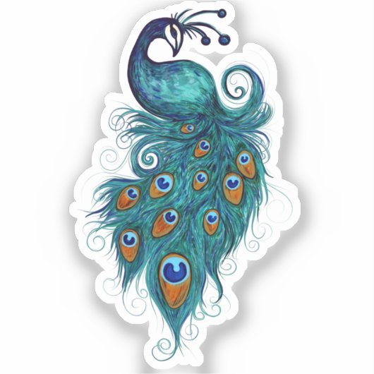 Peacock Feathers Art Aufkleber (Vorderseite)