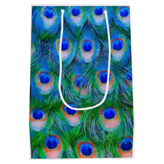 Peacock Feathers Art Mittlere Geschenktüte (Rückseite)