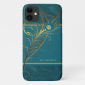 Peacock Feathers auf Aquamarin Paisley Case-Mate iPhone Hülle (Rückseite)