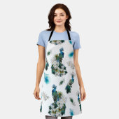 Peacock Feathers auf weißer Running Pattern Kupplu Schürze (Getragen)