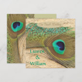 PEACOCK FEATHERS Beach Hochzeit Einladung (Vorne/Hinten)