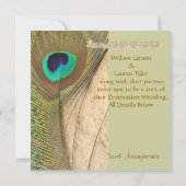 PEACOCK FEATHERS Beach Hochzeit Einladung (Rückseite)