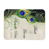 Peacock Feathers Black Damask Save the Date Magnet (Horizontal)