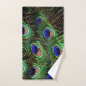 Peacock Feathers Blue Aquamarin Fotografy Badhandtuch Set (Handtuch)