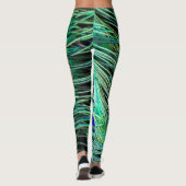 Peacock Feathers Blue Green Lila Leggings (Rückseite)