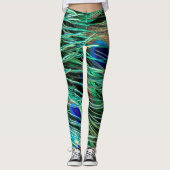Peacock Feathers Blue Green Lila Leggings (Vorderseite)