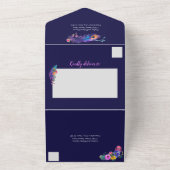 Peacock Feathers & Blume Lila Quinceañera All In One Einladung (Außenbereich)