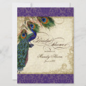 Peacock & Feathers Brautparty Einladung Lila (Vorderseite)