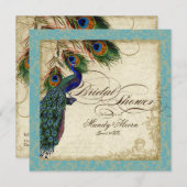 Peacock & Feathers Brautparty Frische Pasta machen Einladung (Vorne/Hinten)