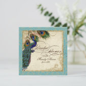 Peacock & Feathers Brautparty Frische Pasta machen Einladung (Stehend Vorderseite)