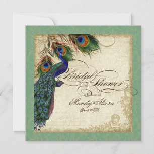 Peacock & Feathers Brautparty laden zu Grün ein Einladung