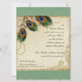 Peacock & Feathers Brautparty laden zu Grün ein Einladung (Rückseite)