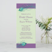 Peacock Feathers Bridal Dusche Einladung (Stehend Vorderseite)