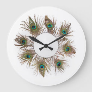 Peacock Feathers Clock Große Wanduhr