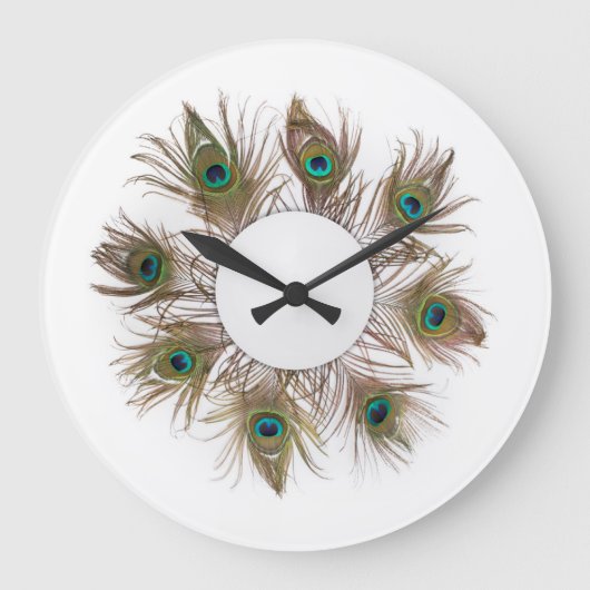 Peacock Feathers Clock Große Wanduhr (Vorderseite)