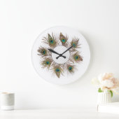 Peacock Feathers Clock Große Wanduhr (Zuhause)