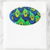 Peacock Feathers Design Ovaler Aufkleber (Tasche)