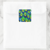 Peacock Feathers Design Quadratischer Aufkleber (Tasche)