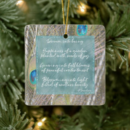 Peacock Feathers Dream Poem Gold Confetti Keramikornament
