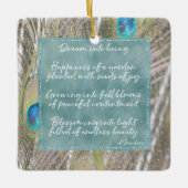 Peacock Feathers Dream Poem Gold Confetti Keramikornament (Vorderseite)