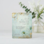 Peacock Feathers Elegantes Hochzeitessen Empfang Einladung (Stehend Vorderseite)
