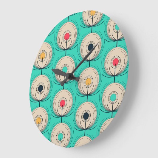 Peacock Feathers: Elfenbeinblaue Fantasie. Große Wanduhr (Winkel)